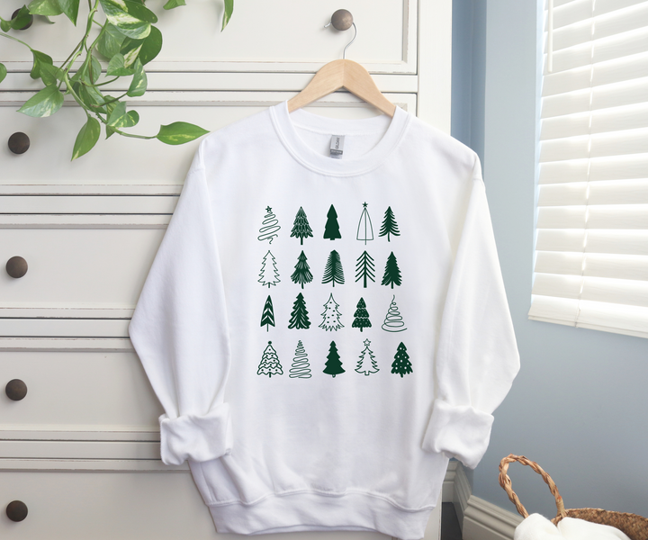Christmas Tree Doodle Sweatshirt - White
