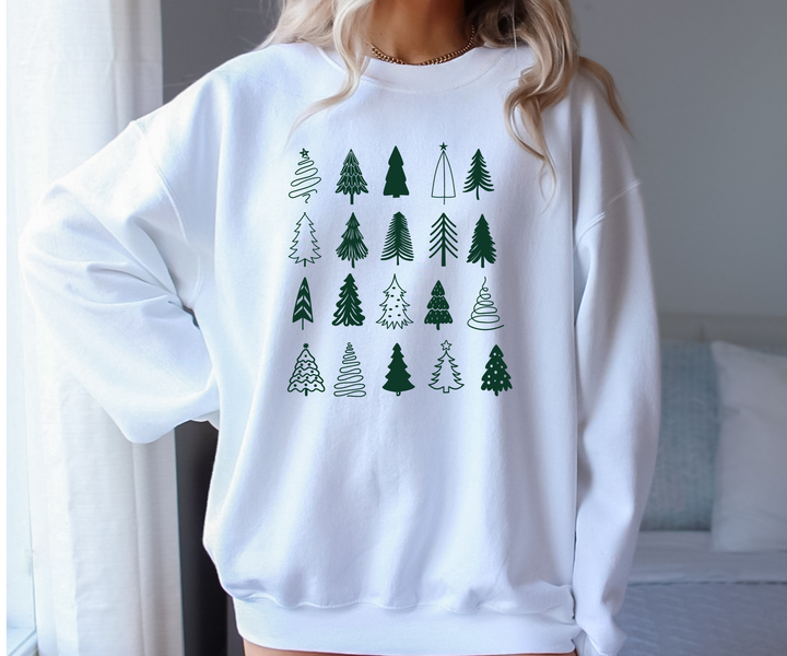 Christmas Tree Doodle Sweatshirt - White