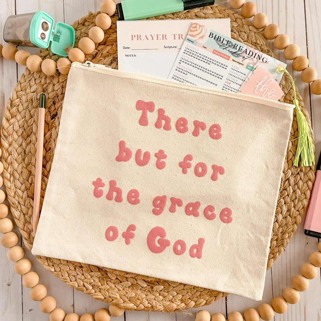 There But For The Grace of God - Pink Puff Canvas Pouch - Oopsie