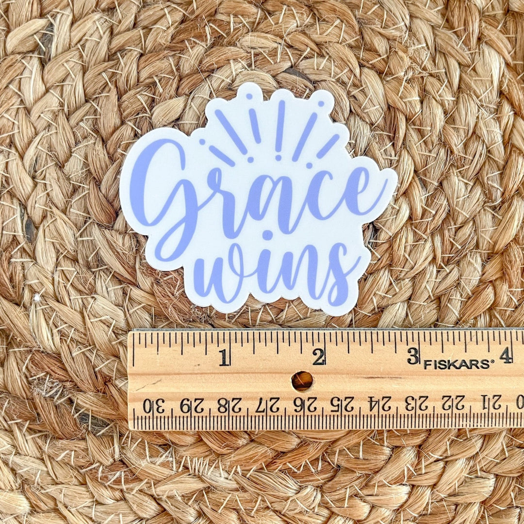 Grace Wins Sticker (Soft Pastel Blue)