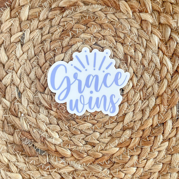 Grace Wins Sticker (Soft Pastel Blue)