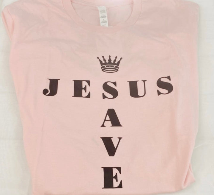 Pink & Black Jesus Saves T-Shirt Size Large - Second