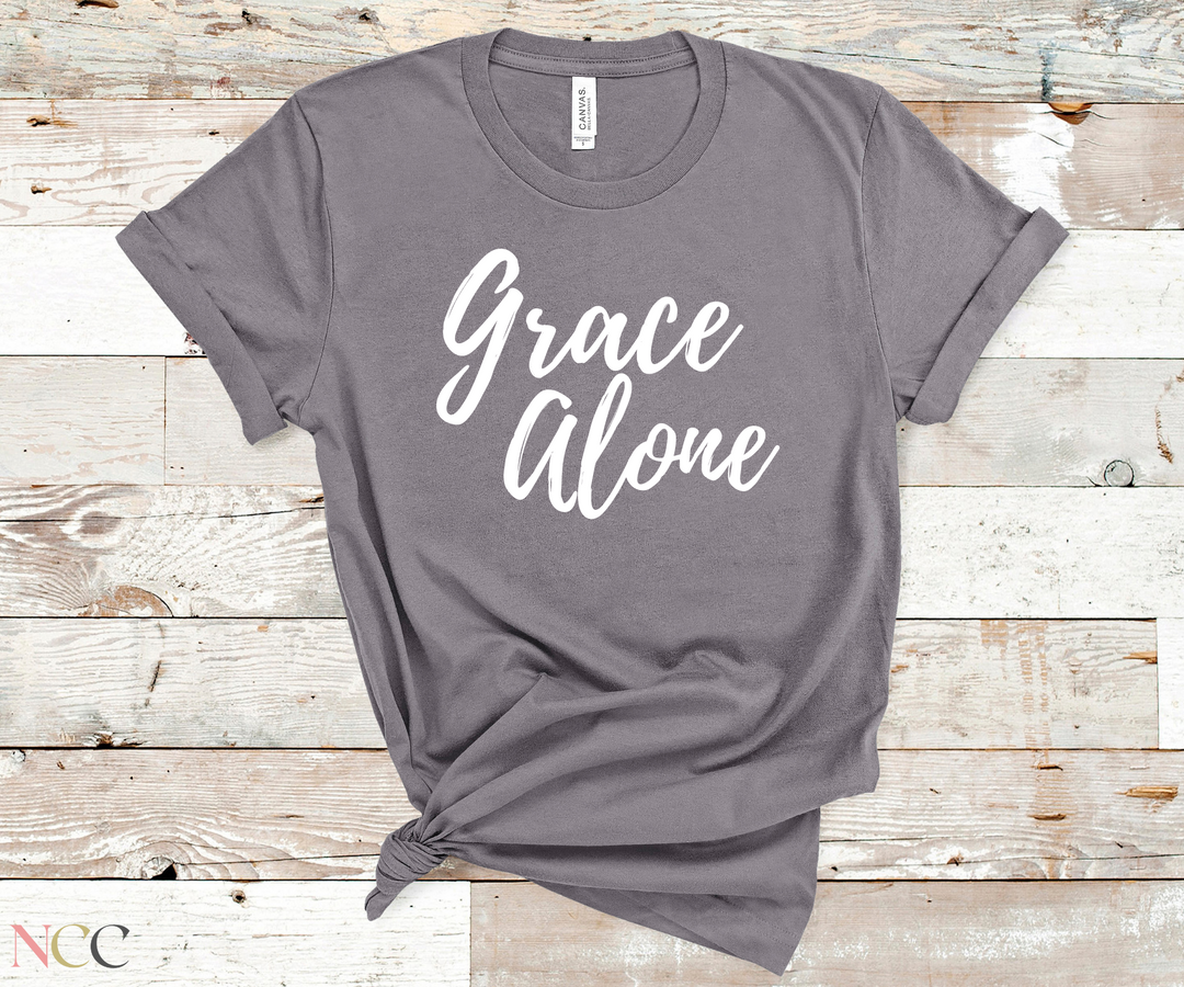 Grace Alone Small Storm Gray T-Shirt