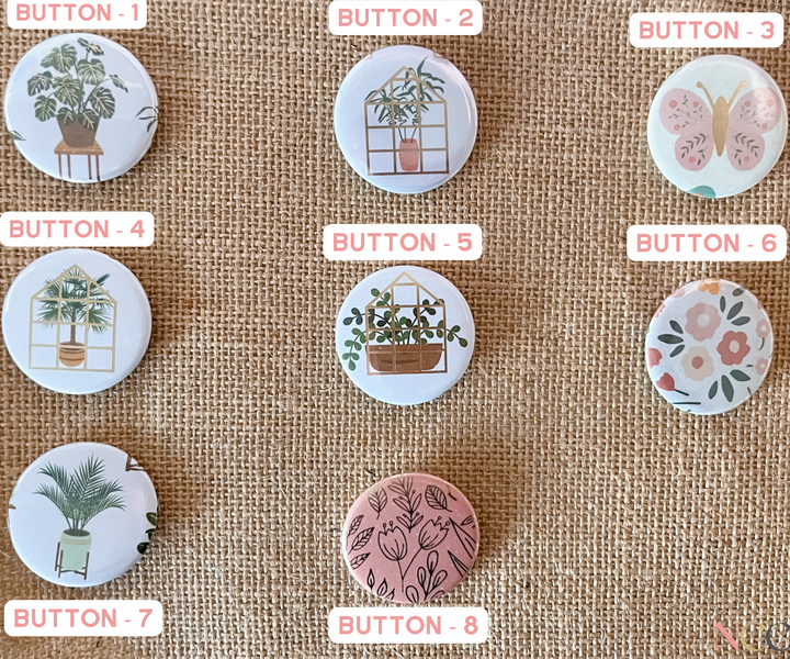 Medium Floral & Plant 1.45" Buttons