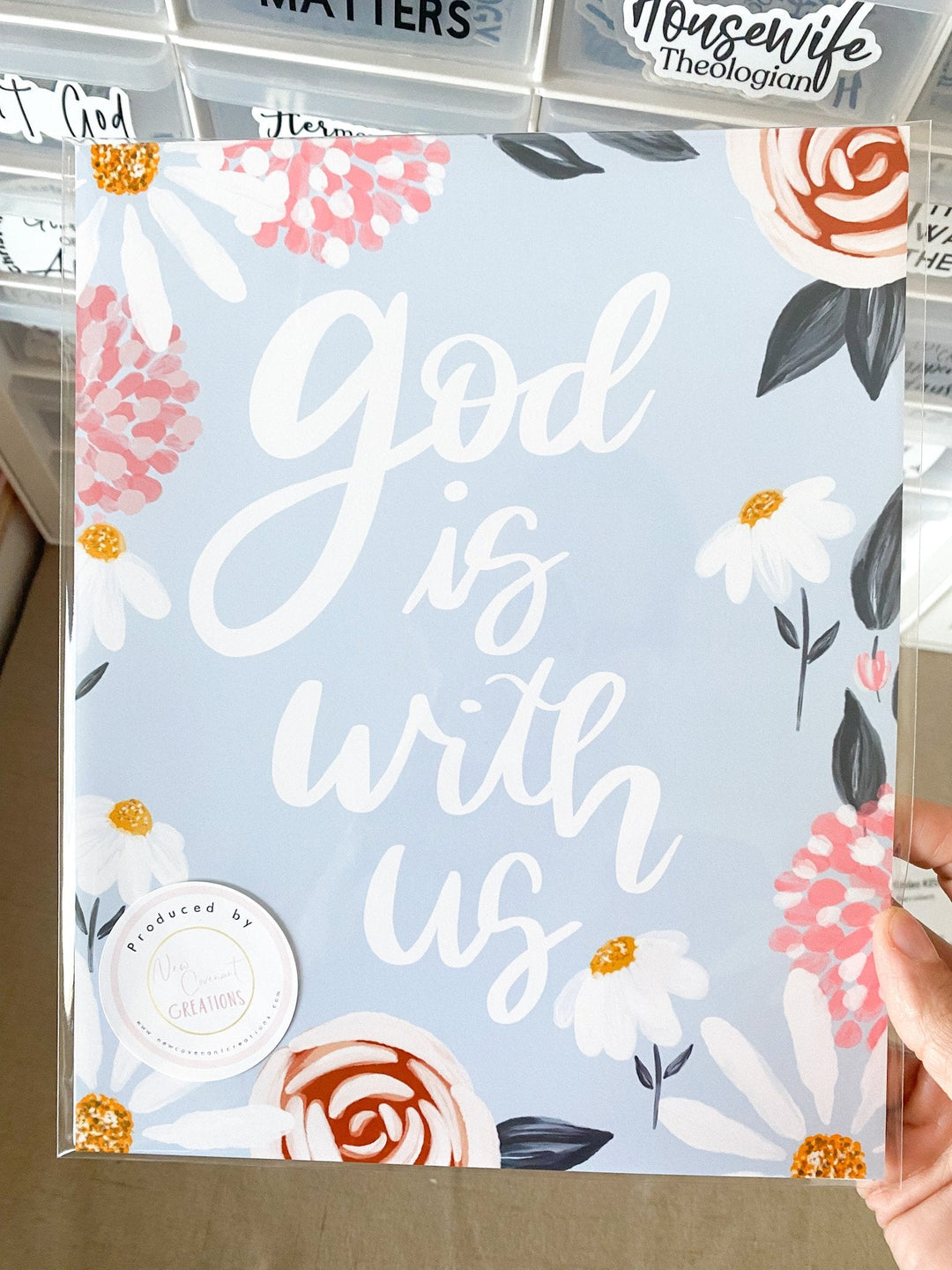 God Is With Us - 8 x 10 Floral Art Print Quick Ship
