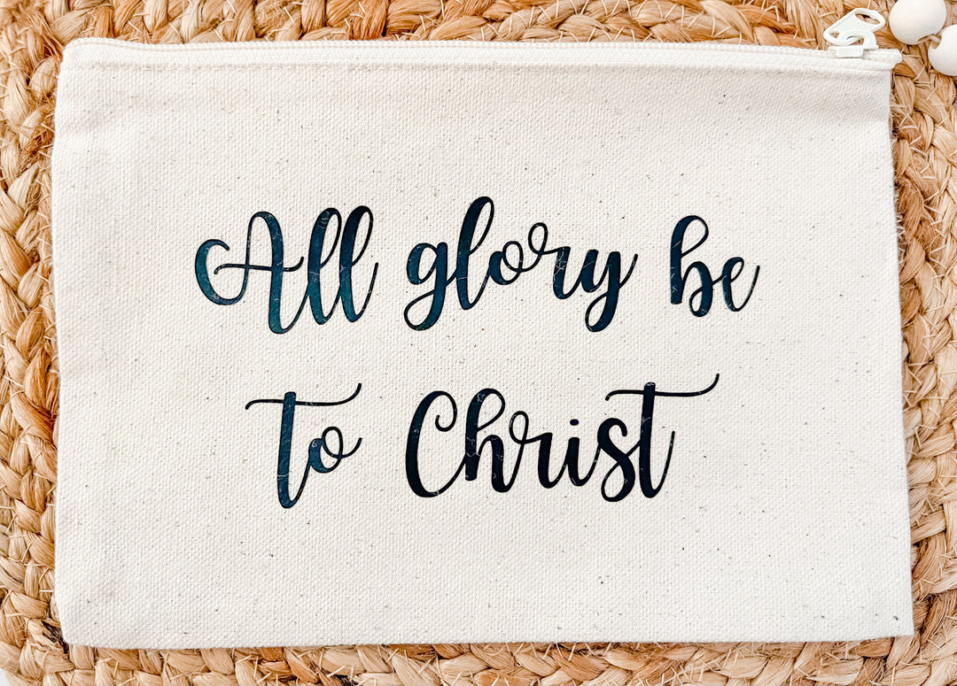 All Glory Be To Christ Small Canvas Pouch