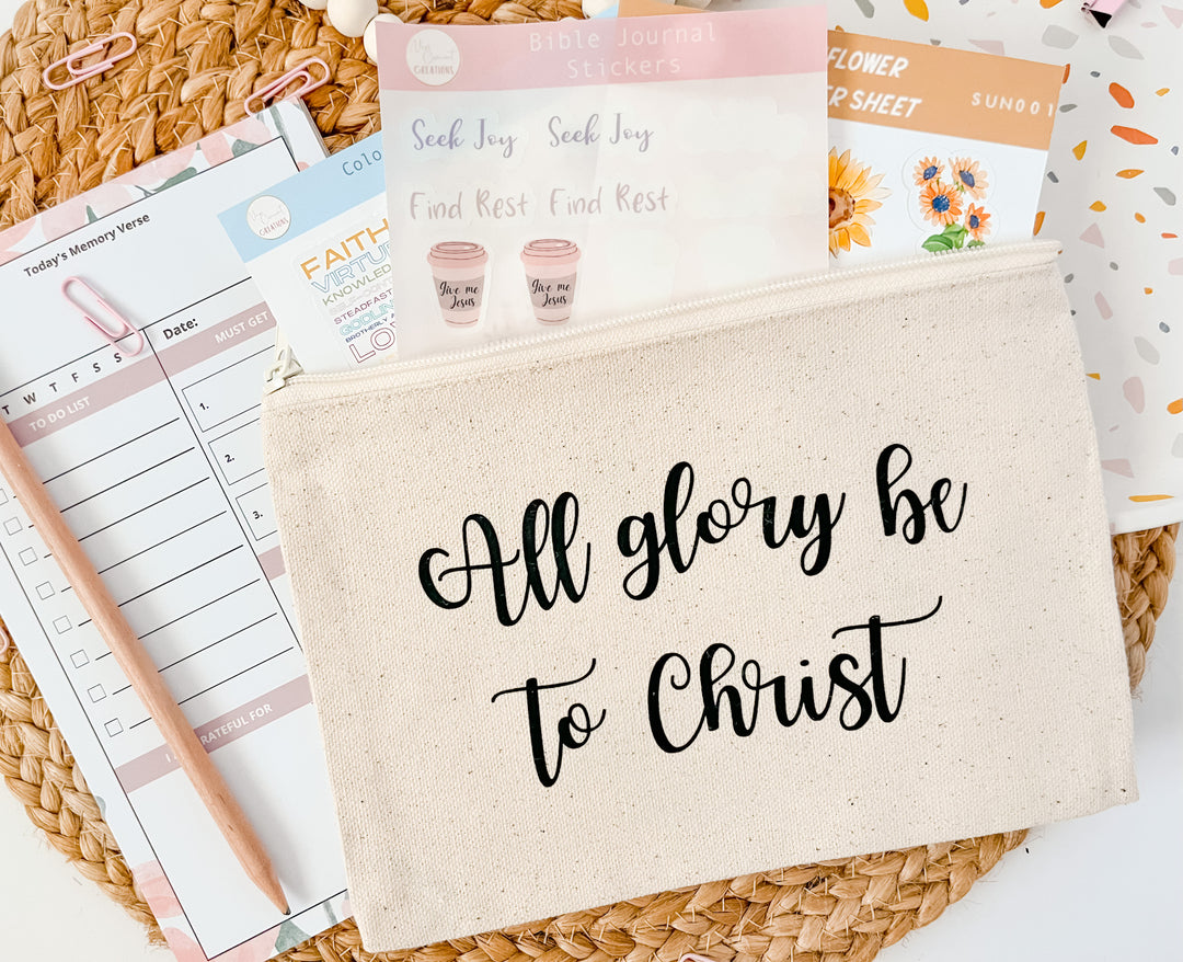 All Glory Be To Christ Small Canvas Pouch