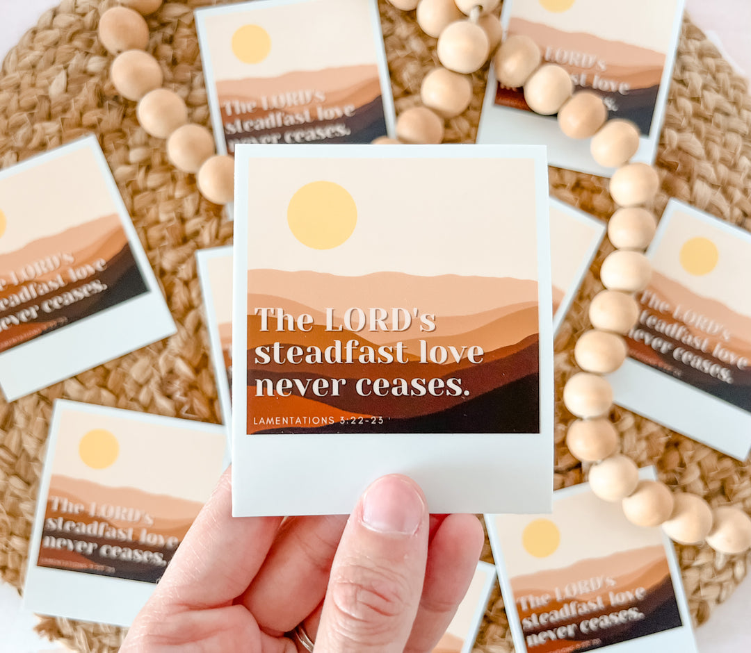The Lord's Steadfast Love Never Ceases Polaroid Sticker