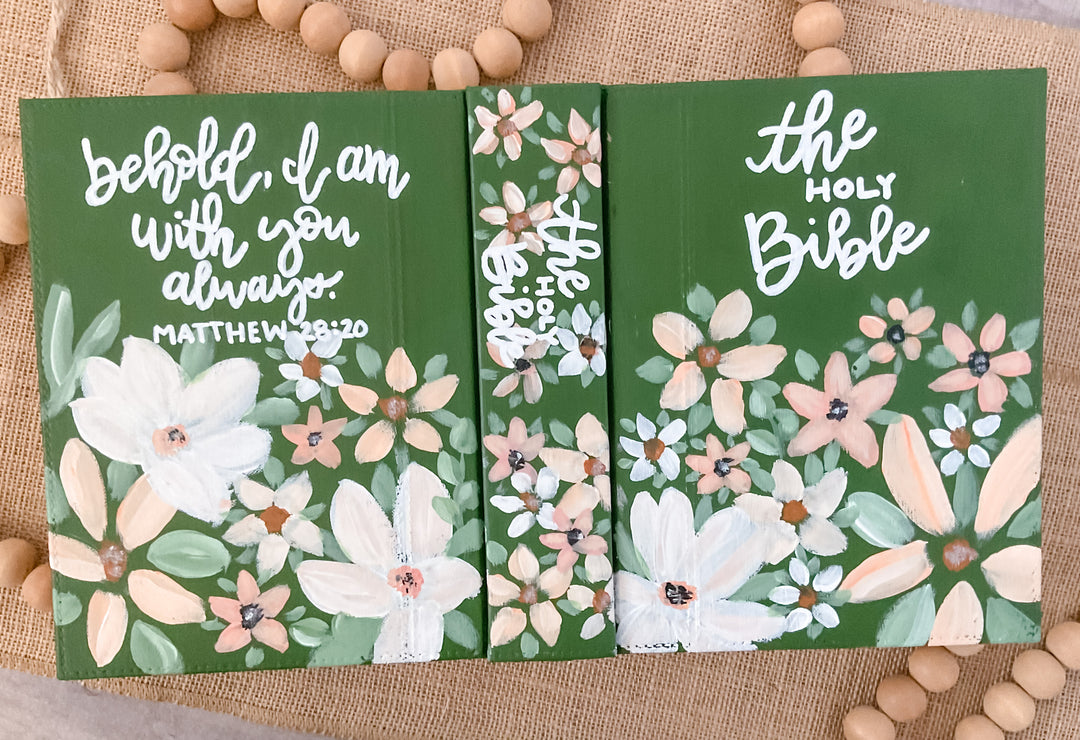 Green Floral Hand Painted NIV Bible