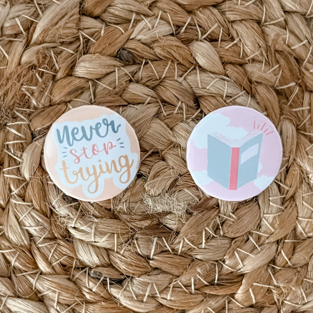 Small Book Lover Pin-back Buttons