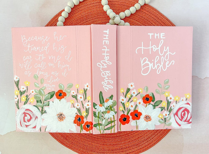 Pink Floral Hand Painted NIV Bible