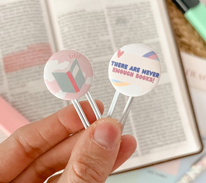 Book Lover Button Paper Clip Bookmark Sets